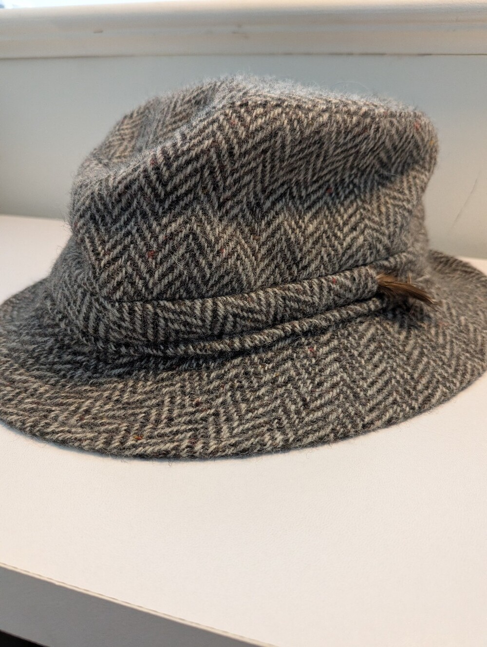 Vintage Mizen Head Irish Wool Tweed Fedora Hat - Made in Ireland Herringbone